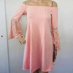 Paper Racine Off The Shoulder Peach Bell Sleeve